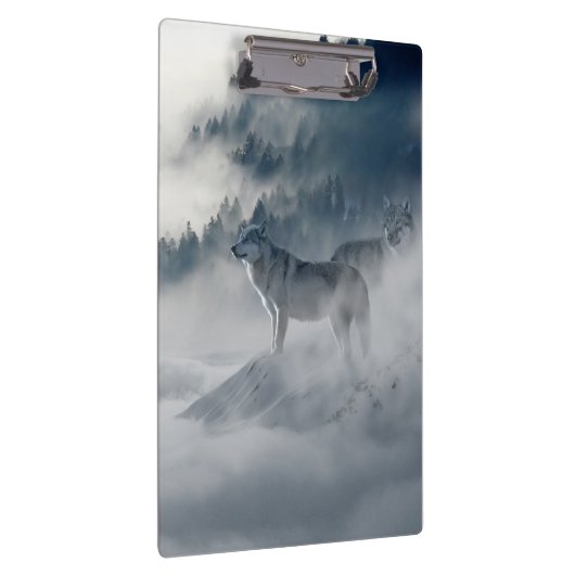 Wölfe in einer Winterlandschaft Klemmbrett (Rechts)