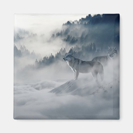 Wölfe in einer Winterlandschaft Magnet (Vorne)