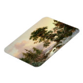 Wölfe in einer Winterlandschaft (Öl auf Tafel) Magnet (Linke Seite)