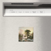 Wölfe in einer Winterlandschaft (Öl auf Tafel) Magnet (In Situ (Geschirrspüler))