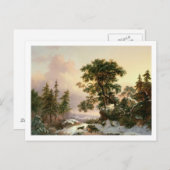 Wölfe in einer Winterlandschaft (Öl auf Tafel) Postkarte (Vorne/Hinten)