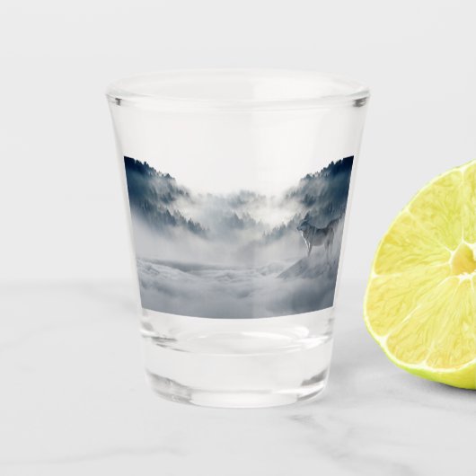 Wölfe in einer Winterlandschaft Schnapsglas (Vorderseite)