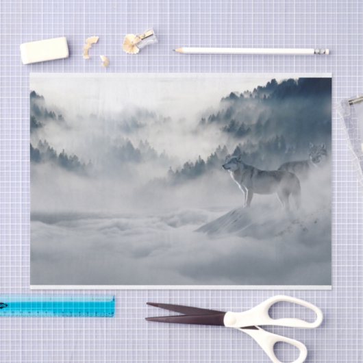 Wölfe in einer Winterlandschaft Seidenpapier (Handwerk)