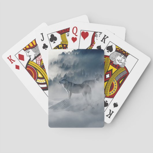 Wölfe in einer Winterlandschaft Spielkarten (Rückseite)
