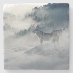 Wölfe in einer Winterlandschaft Steinuntersetzer