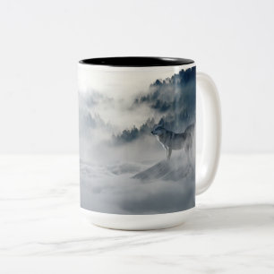 Wölfe in einer Winterlandschaft Zweifarbige Tasse