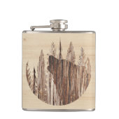 Wölfe in texturiertem Holz Flachmann (Vorderseite)