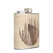 Wölfe in texturiertem Holz Flachmann (Rechts)