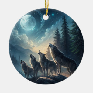 Wölfe Keramik Ornament