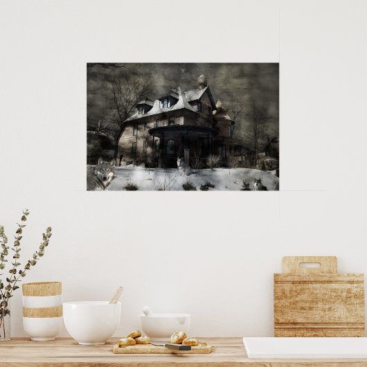 Wölfe kommen Zuhause Poster (Küche)