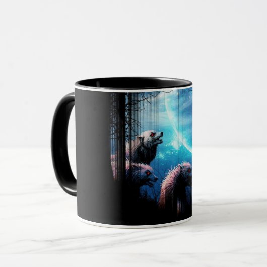 Wölfe mit roten Augen Tasse (Vorderseite Links)