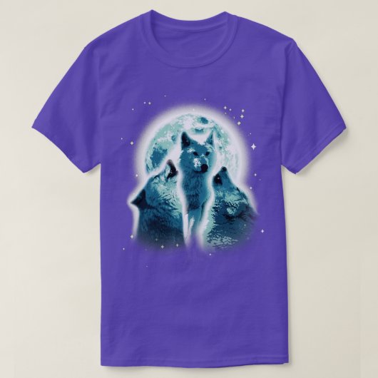 Wölfe mit Vollmond Wildlife T-Shirt (Design vorne)