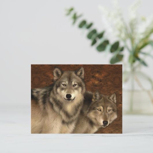 Wölfe Postkarte (Stehend Vorderseite)