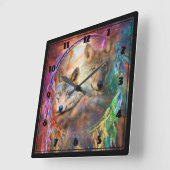 Wölfe Quadratische Wanduhr (Winkel)