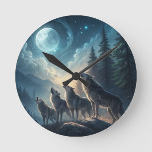 Wölfe Runde Wanduhr
