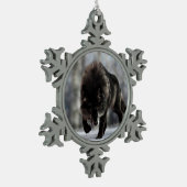 Wölfe Schneeflocken Zinn-Ornament (Links)