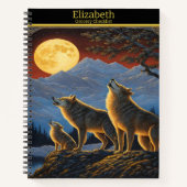 Wölfe serenden mondbeleuchtete Nacht Notizblock (Vorderseite)