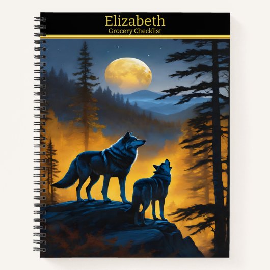 Wölfe servieren das Mondlicht in einem ruhigen Wal Notizblock (Vorderseite)