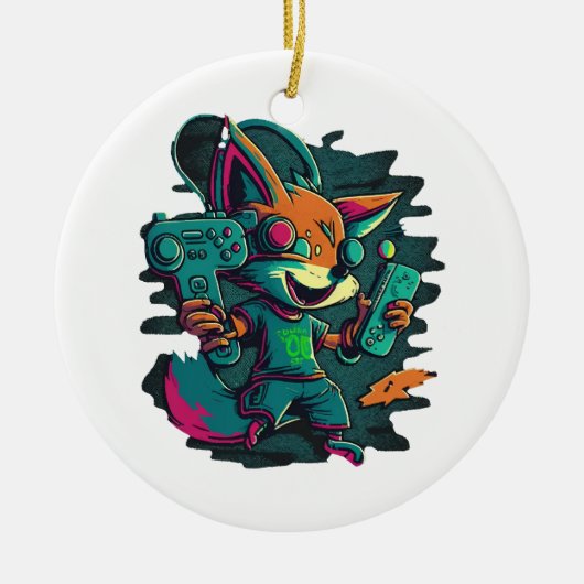 Wölfe spielen keramik ornament (Vorne)
