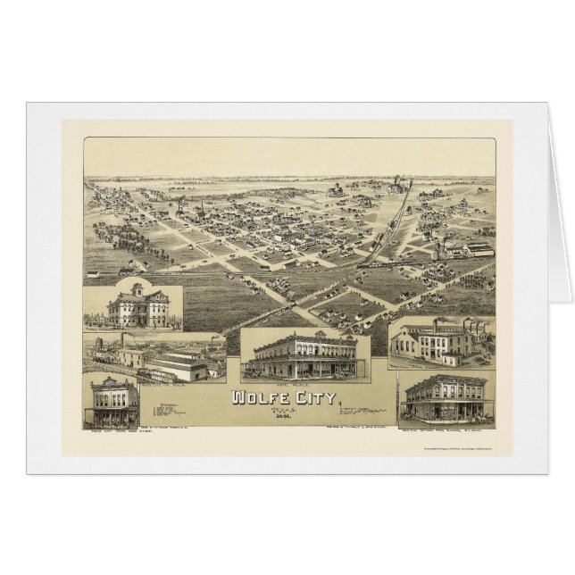 Wolfe-Stadt, TX panoramische Karte - 1891 (Vorderseite (Horizontal))
