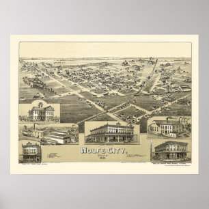Wolfe-Stadt, TX panoramische Karte - 1891 Poster
