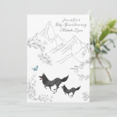 Wölfe und Butterfly Mountain Woodland Babydusche Einladung (Stehend Vorderseite)