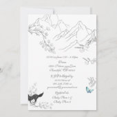 Wölfe und Butterfly Mountain Woodland Babydusche Einladung (Rückseite)