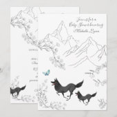 Wölfe und Butterfly Mountain Woodland Babydusche Einladung (Vorne/Hinten)