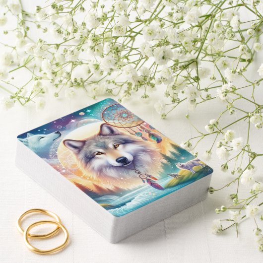 Wölfe und Dreamcatcher-Foto Spielkarten (Insitu (Hochzeit))