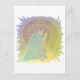 Wölfe und Mandala-Pflanze in Zweigen Postkarte