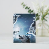 Wölfe und Mond Postkarte (Stehend Vorderseite)
