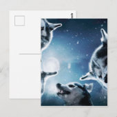 Wölfe und Mond Postkarte (Vorne/Hinten)