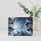 Wölfe und Mond Postkarte (Stehend Vorderseite)