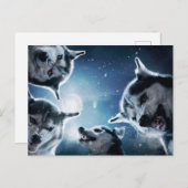 Wölfe und Mond Postkarte (Vorne/Hinten)