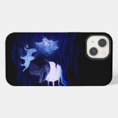 Wölfe und Rabe bei Vollmond iPhone Hülle (Rückseite (Horizontal))