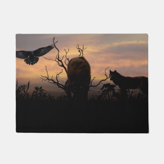 Wölfe und Raven Fußmatte (Vorderseite)