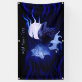 Wölfe und Raven mit Vollmond Banner (Vertikal)