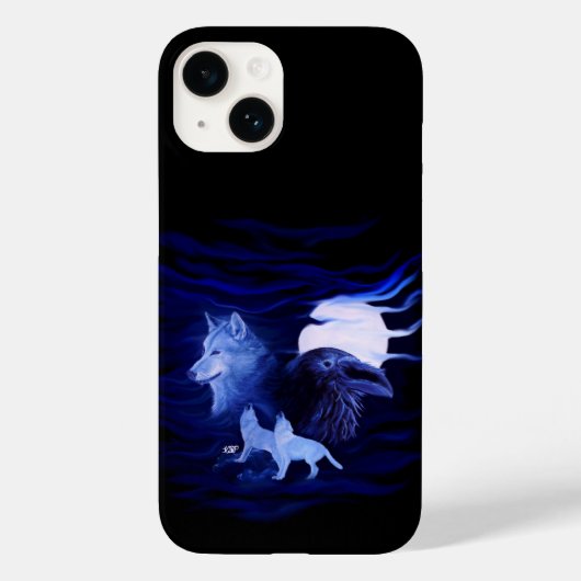 Wölfe und Raven mit Vollmond Case-Mate iPhone Hülle (Rückseite)
