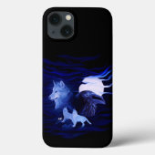 Wölfe und Raven mit Vollmond Case-Mate iPhone Hülle (Rückseite)