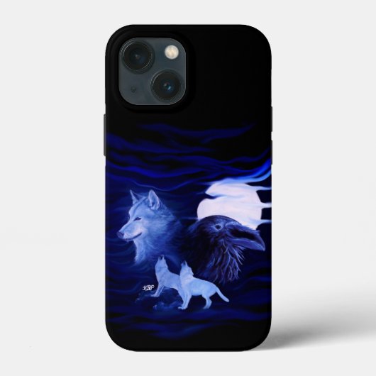 Wölfe und Raven mit Vollmond Case-Mate iPhone Hülle (Rückseite)