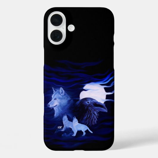 Wölfe und Raven mit Vollmond Case-Mate iPhone Hülle (Rückseite)