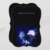 Wölfe und Raven mit Vollmond Einladung (Vorne/Hinten)