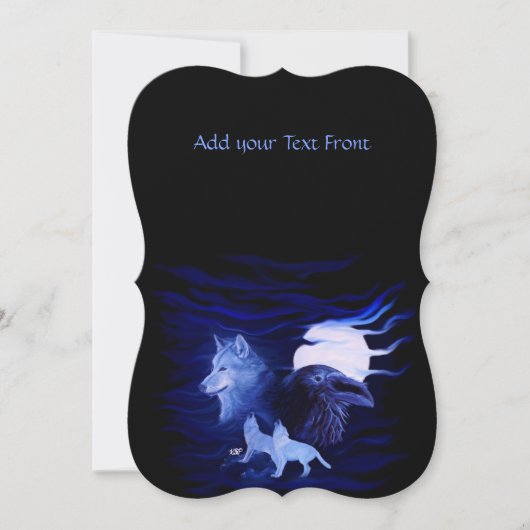 Wölfe und Raven mit Vollmond Einladung (Vorderseite)