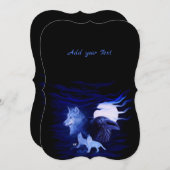 Wölfe und Raven mit Vollmond Einladung (Vorne/Hinten)