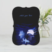 Wölfe und Raven mit Vollmond Einladung (Stehend Vorderseite)