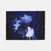 Wölfe und Raven mit Vollmond Fleecedecke (Vorderseite (Horizontal))