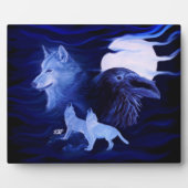 Wölfe und Raven mit Vollmond Fotoplatte (Vorderseite)