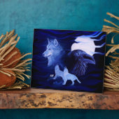 Wölfe und Raven mit Vollmond Fotoplatte (Seite)