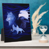 Wölfe und Raven mit Vollmond Fotoplatte (Seite)