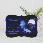 Wölfe und Raven mit Vollmond, fügen Sie Ihren Text Einladung (Stehend Vorderseite)